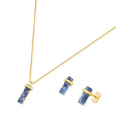 CONJUNTO COM PEDRA RETANGULAR CHAPA DOURADO